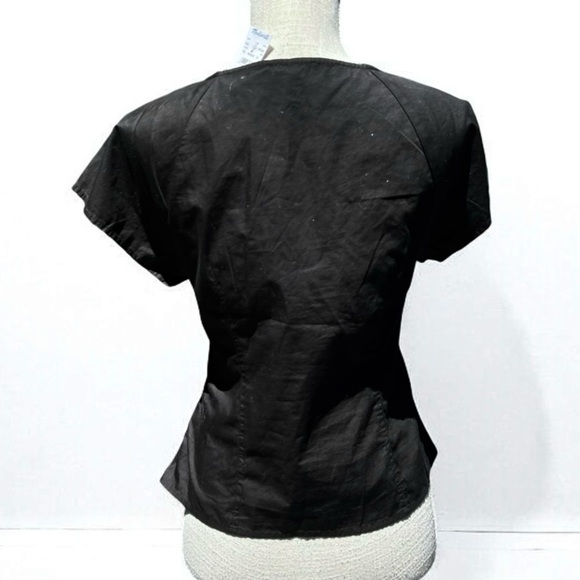 🌻NEW w/tags Madewell Black Twist-Front Seamed Top in Poplin Size 12 - Picture 5 of 7